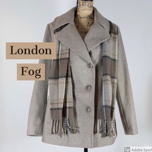 London Fog Tan Wool Peacoat Size M